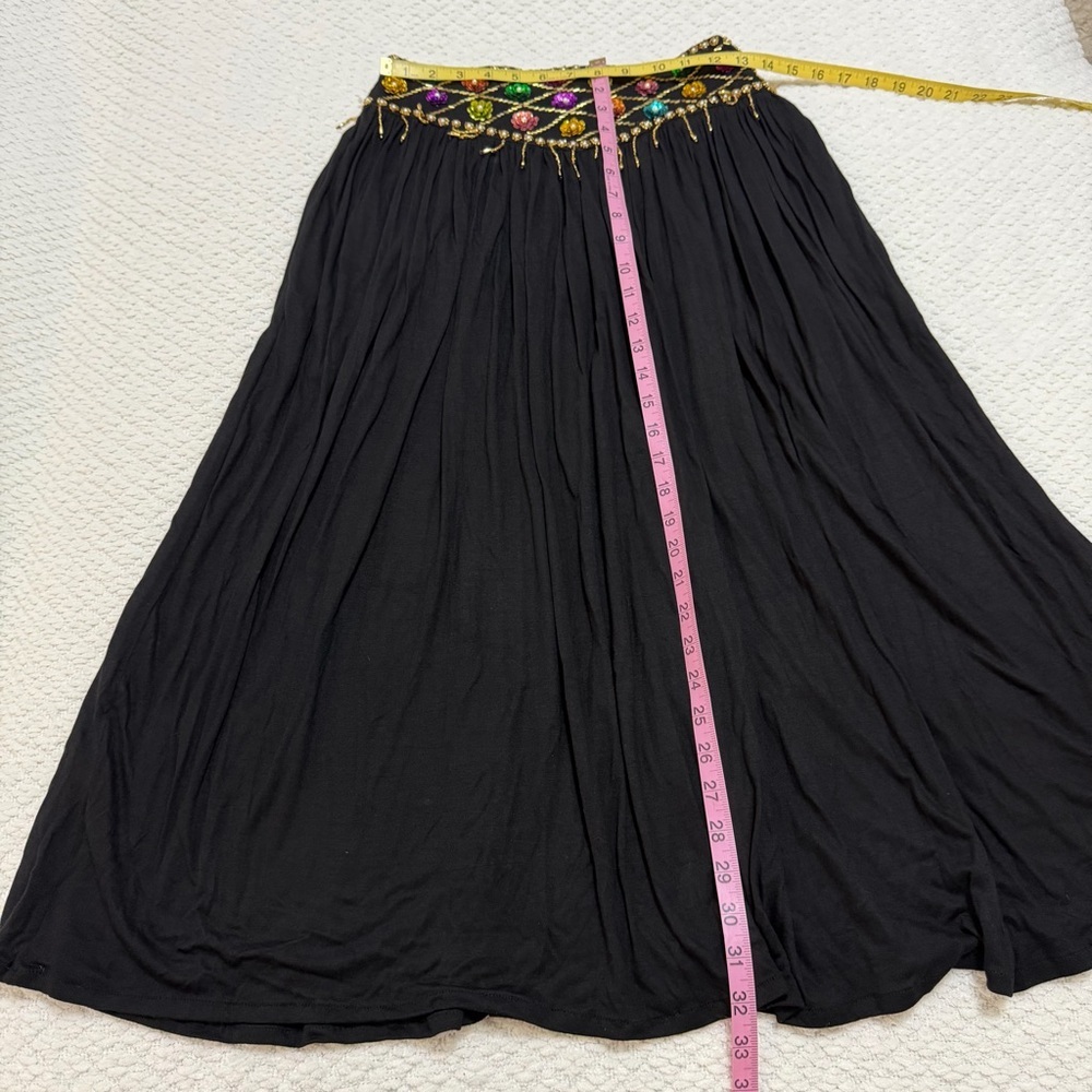 Vintage Tara’s Stars Flower Handmade Skirt with Pockets Black Size Large - Picture 4 of 12
